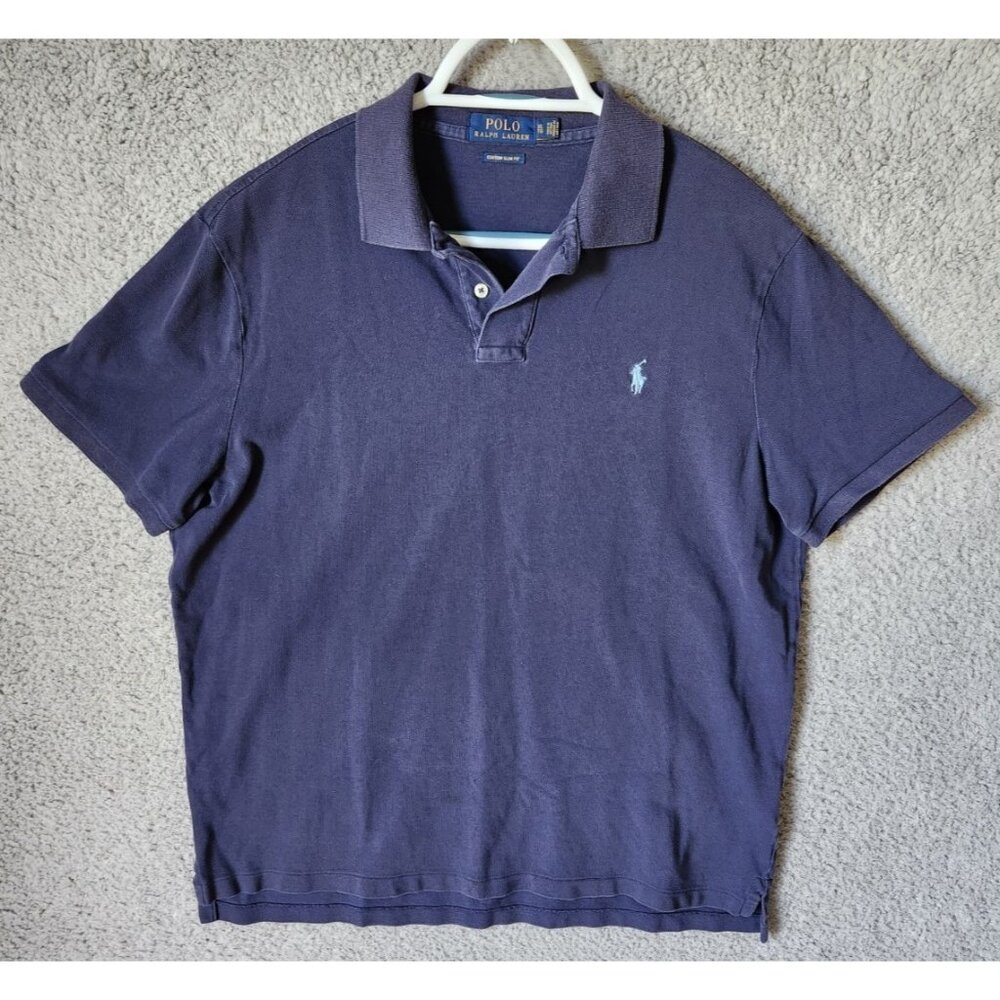 POLO Ralph‎ Lauren Size XL Navy Blue Pony Logo Polo Shirt 100% Cotton